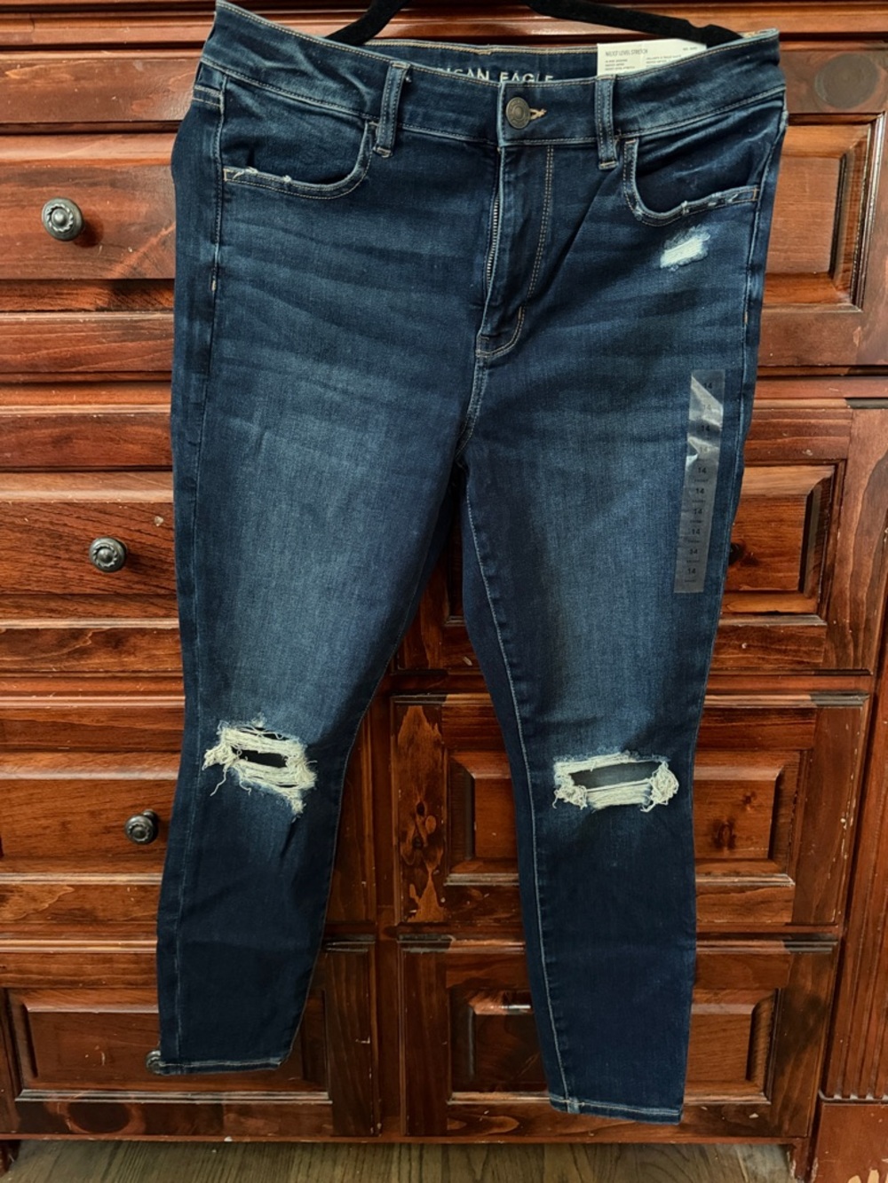 American Eagle Outfitters Dark Wash Distressed Skinny Jeans